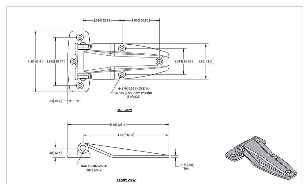 SS Fold Down Gate Hinge
