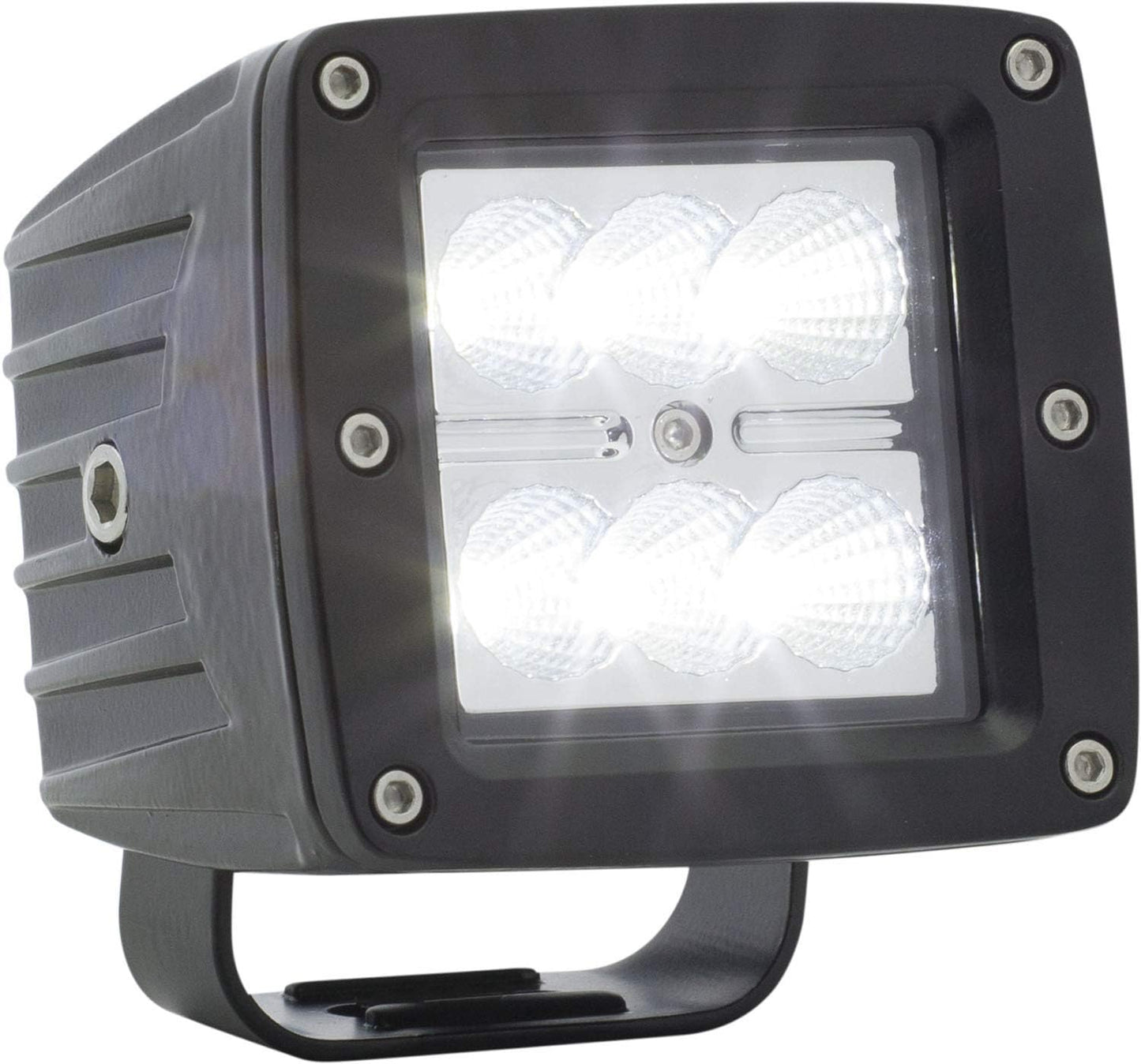 Square black LED light on a white background