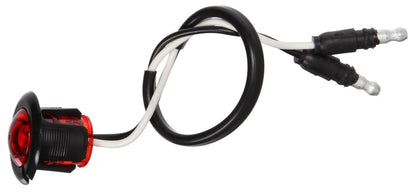 LED 0.75" Round 1 Diode Red Polycarbonate Lens, Black Nylon Flange Mount Hardwired 12V