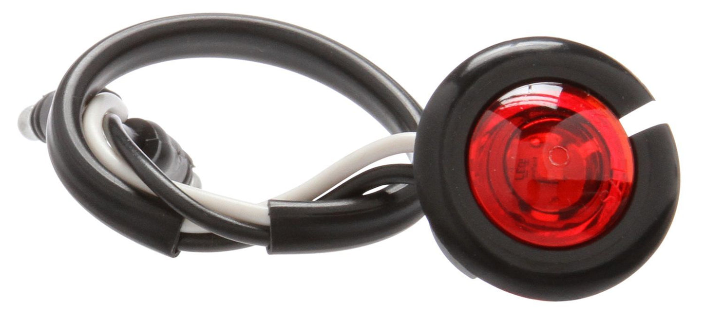 LED 0.75" Round 1 Diode Red Polycarbonate Lens, Black Nylon Flange Mount Hardwired 12V