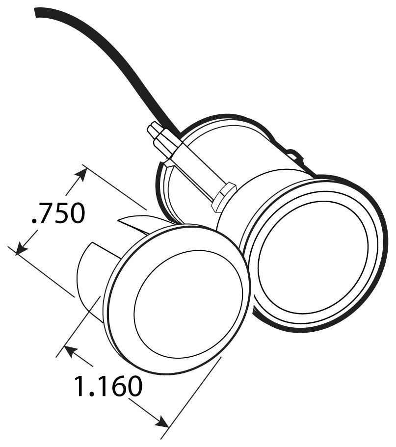 LED 0.75" Round 1 Diode Red Polycarbonate Lens, Black Nylon Flange Mount Hardwired 12V