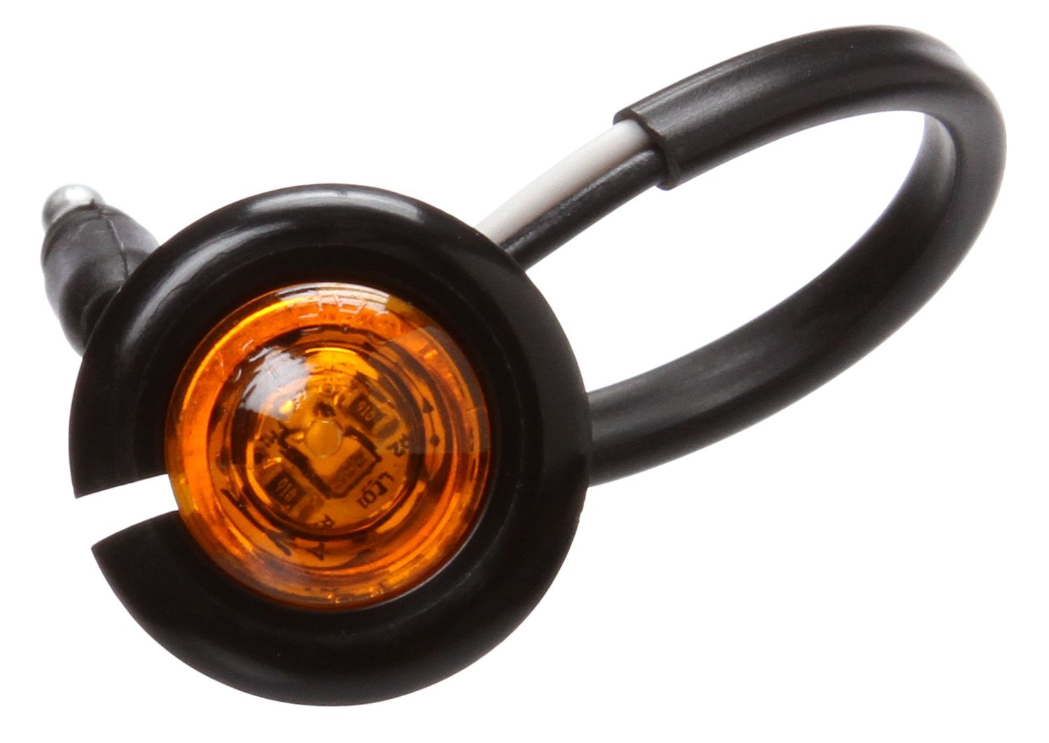 LED 0.75" Round 1 Diode Yellow Polycarbonate Lens, Black Nylon Flange Mount Hardwired