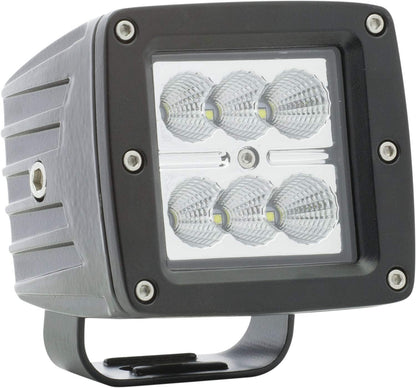 Square LED light with four visible bulbs on a white background