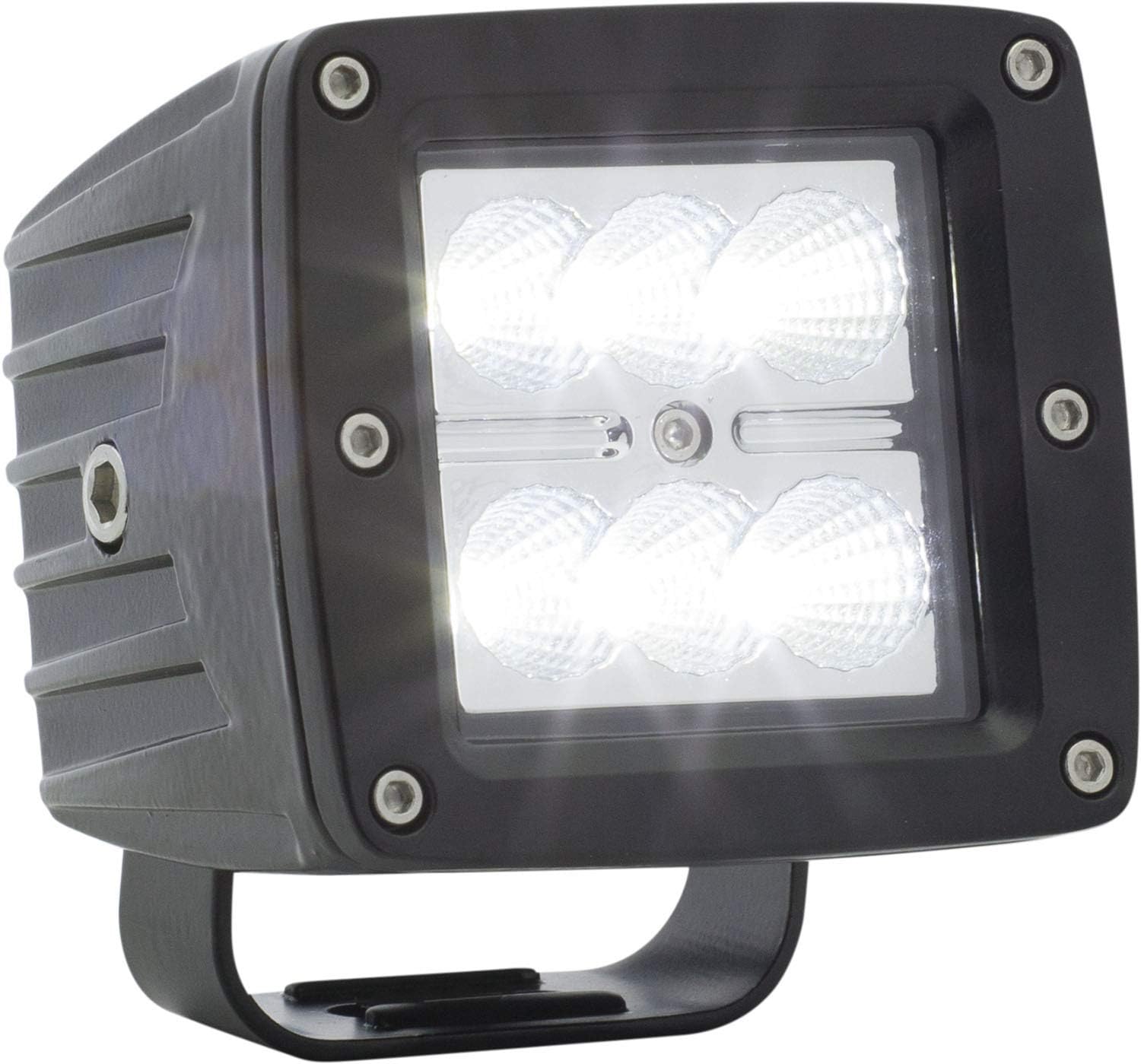 Square black LED light on a white background